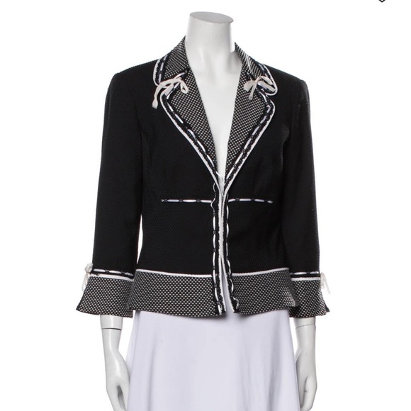 Alberto Makali Colorblock Pattern Blazer in Black White Size 8 - Picture 1 of 8
